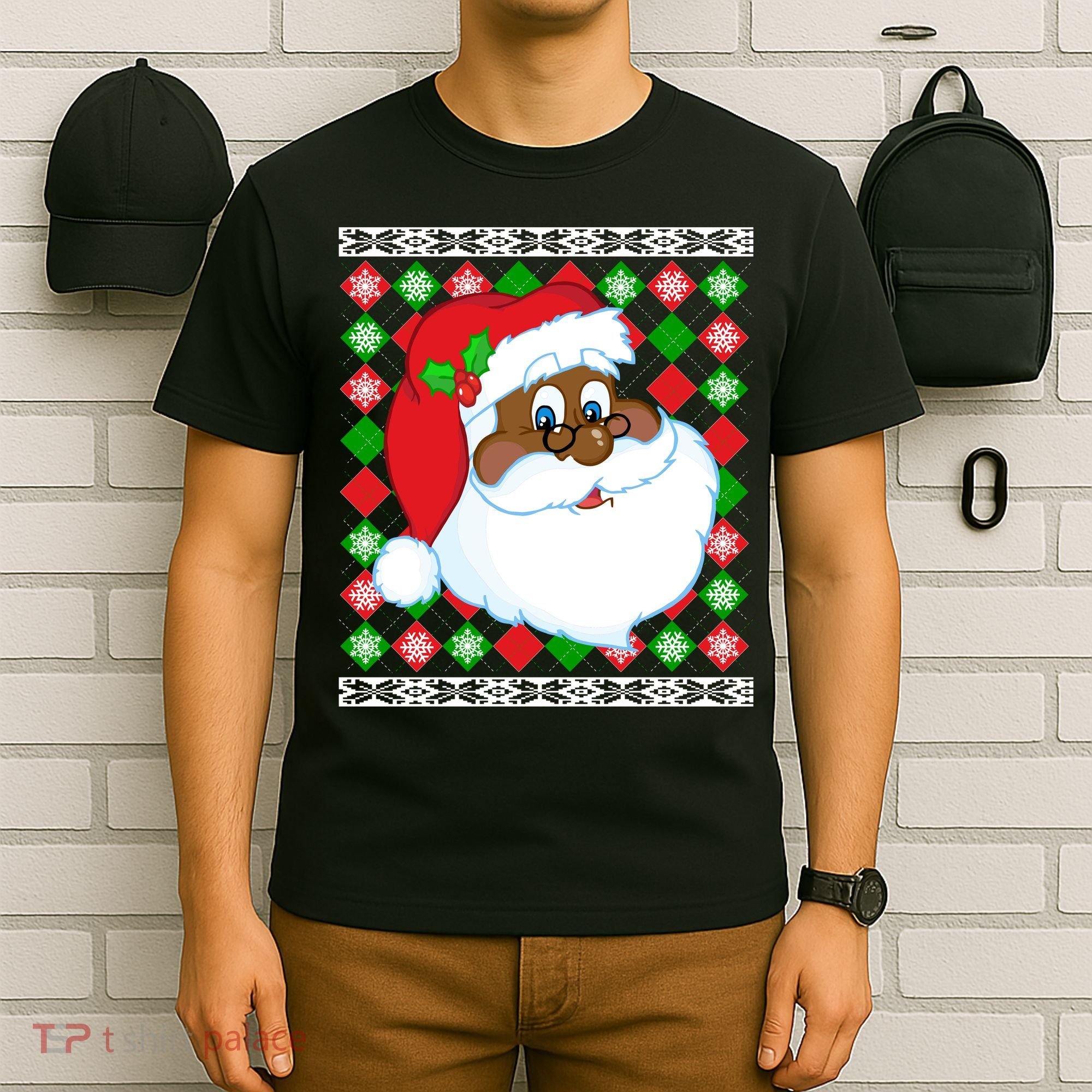 Black Santa Claus Ugly Christmas Sweater T-Shirt