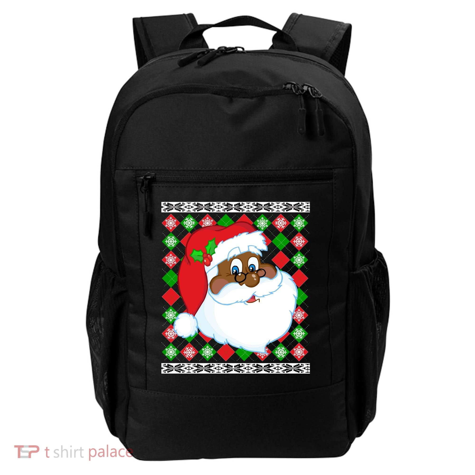 Black Santa Claus Ugly Christmas Sweater Backpack