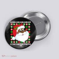 Black Santa Claus Ugly Christmas Sweater Button thumb 0