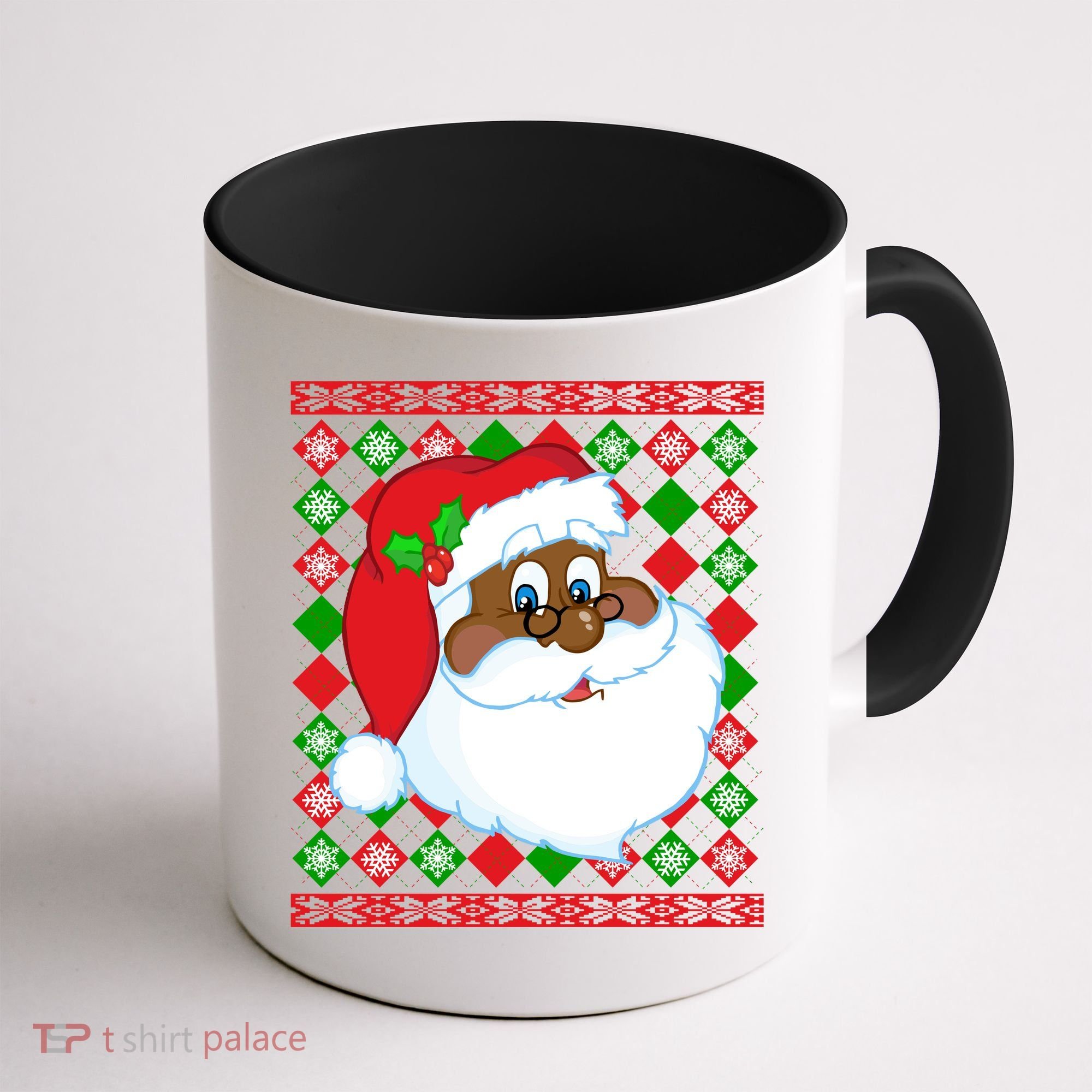 Black Santa Claus Ugly Christmas Sweater Coffee Mug