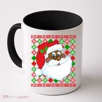 Black Santa Claus Ugly Christmas Sweater Coffee Mug thumb 0