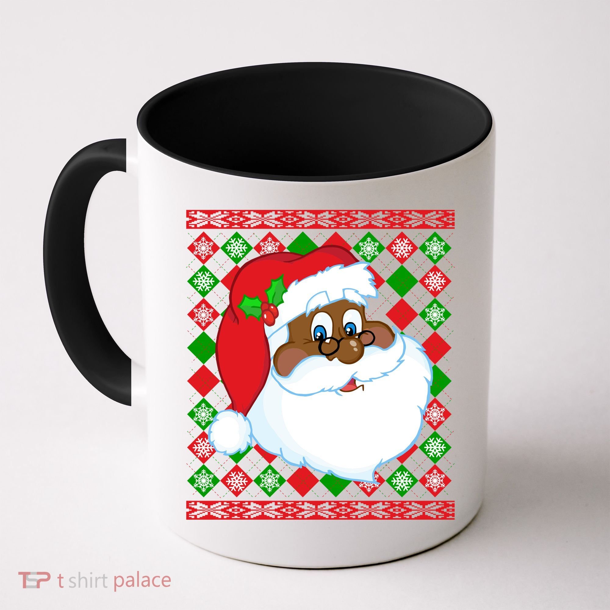 Black Santa Claus Ugly Christmas Sweater Coffee Mug