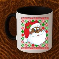 Black Santa Claus Ugly Christmas Sweater Coffee Mug thumb 2