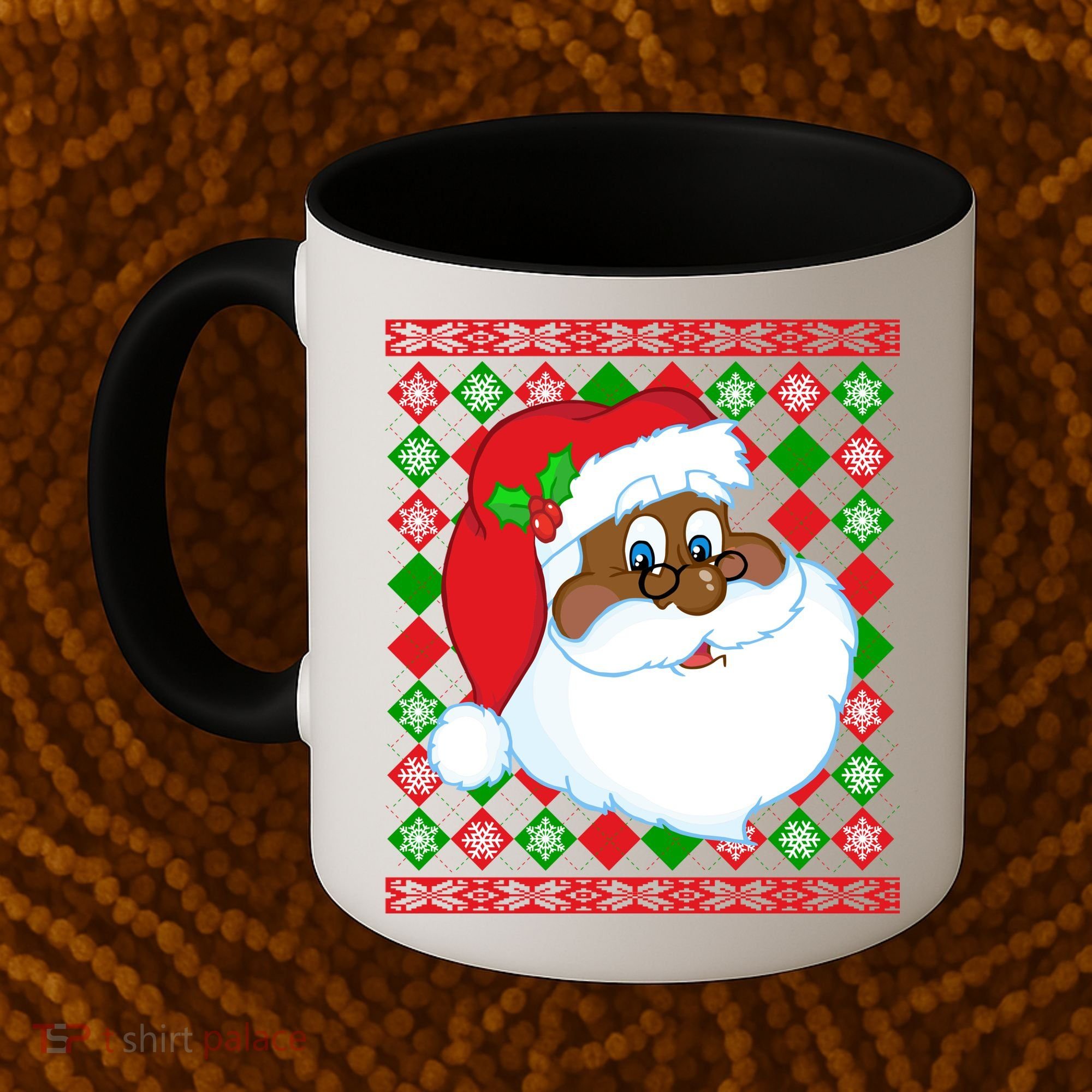 Black Santa Claus Ugly Christmas Sweater Coffee Mug