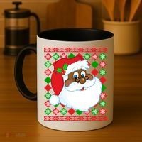 Black Santa Claus Ugly Christmas Sweater Coffee Mug thumb 4