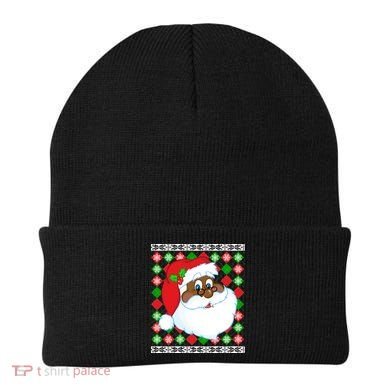 Black Santa Claus Ugly Christmas Sweater Beanie