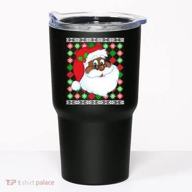 Black Santa Claus Ugly Christmas Sweater Tumbler