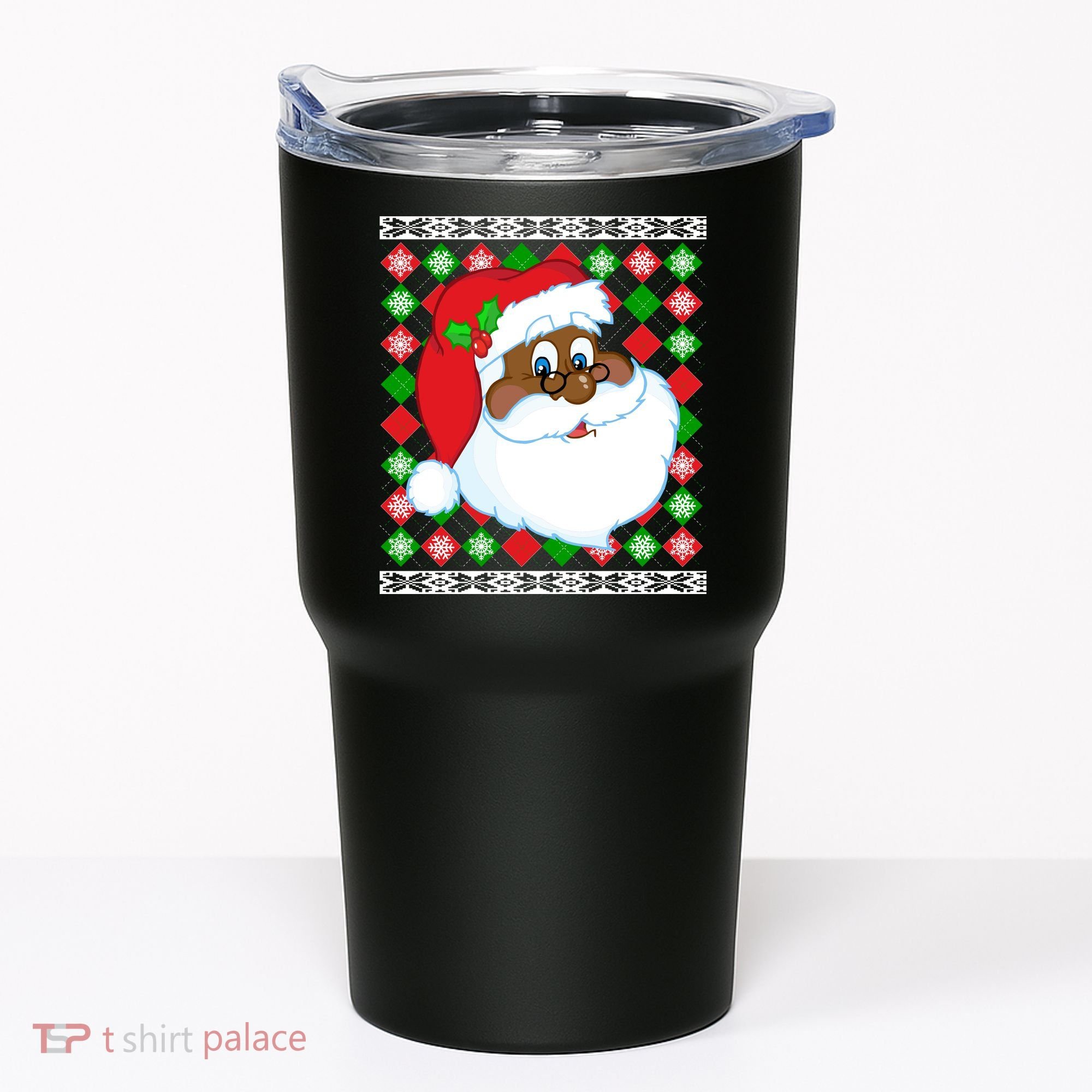 Black Santa Claus Ugly Christmas Sweater Tumbler