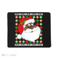 Black Santa Claus Ugly Christmas Sweater Mousepad thumb 0
