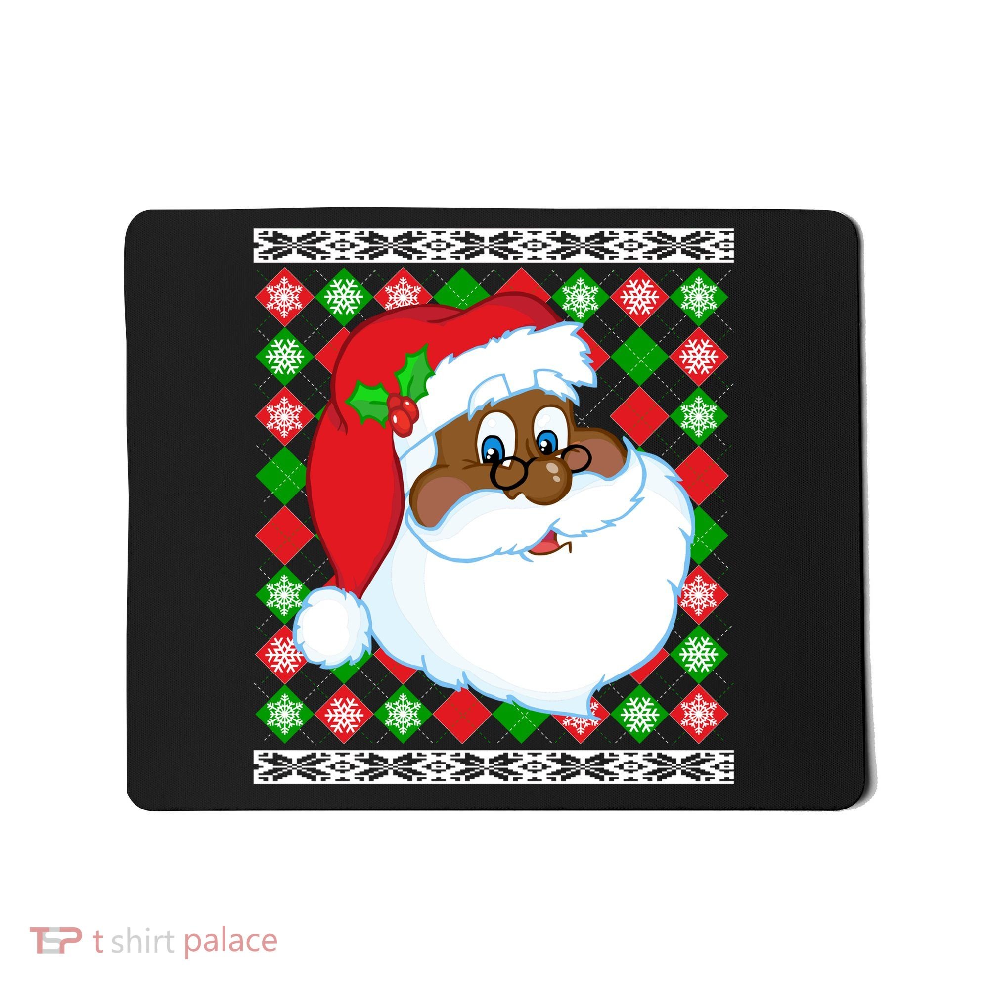 Black Santa Claus Ugly Christmas Sweater Mousepad