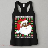 Black Santa Claus Ugly Christmas Sweater Women's Tank Top thumb 3