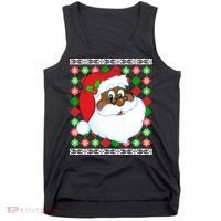 Black Santa Claus Ugly Christmas Sweater Tank Top thumb 0