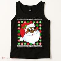Black Santa Claus Ugly Christmas Sweater Tank Top thumb 2