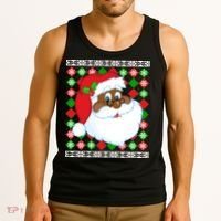 Black Santa Claus Ugly Christmas Sweater Tank Top thumb 3