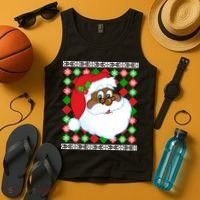 Black Santa Claus Ugly Christmas Sweater Tank Top thumb 4