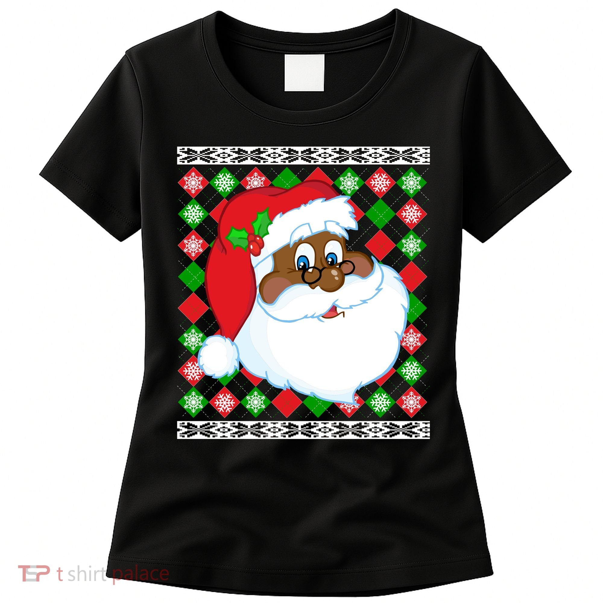 Black Santa Claus Ugly Christmas Sweater Women's T-Shirt