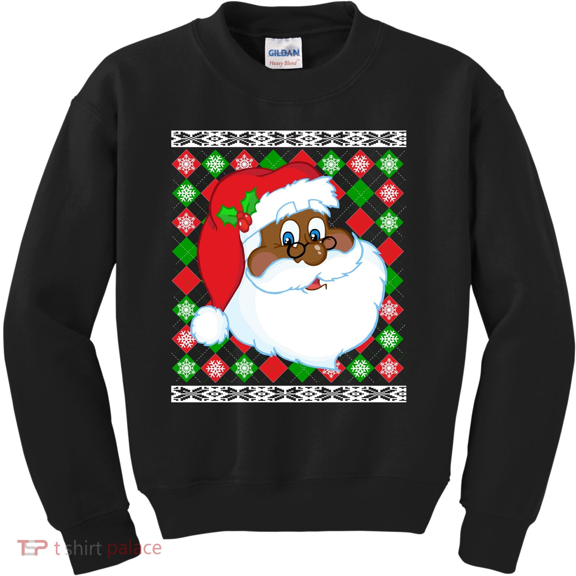 Black Santa Claus Ugly Christmas Sweater Kids Sweatshirt