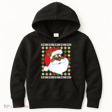 Black Santa Claus Ugly Christmas Sweater Kids Hoodie