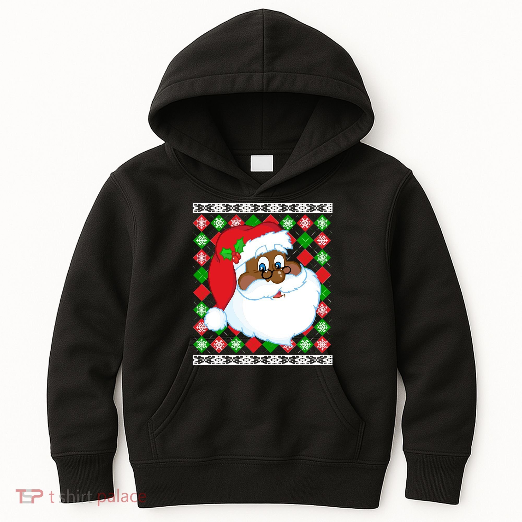 Black Santa Claus Ugly Christmas Sweater Kids Hoodie