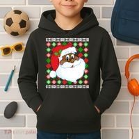 Black Santa Claus Ugly Christmas Sweater Kids Hoodie thumb 2
