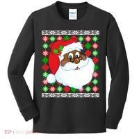 Black Santa Claus Ugly Christmas Sweater Kids Long Sleeve Shirt thumb 0