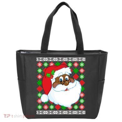 Black Santa Claus Ugly Christmas Sweater Tote Bag