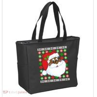Black Santa Claus Ugly Christmas Sweater Tote Bag thumb 2