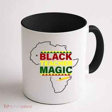 Black Teacher Magic Coffee Mug back
