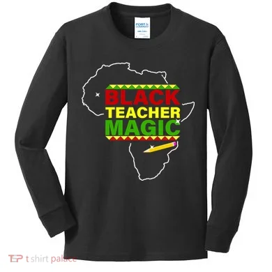 Black Teacher Magic Kids Long Sleeve Shirt