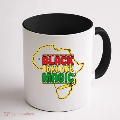 Black Teacher Magic African Pride Coffee Mug back
