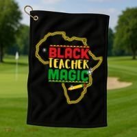 Black Teacher Magic African Pride Golf Towel thumb 1