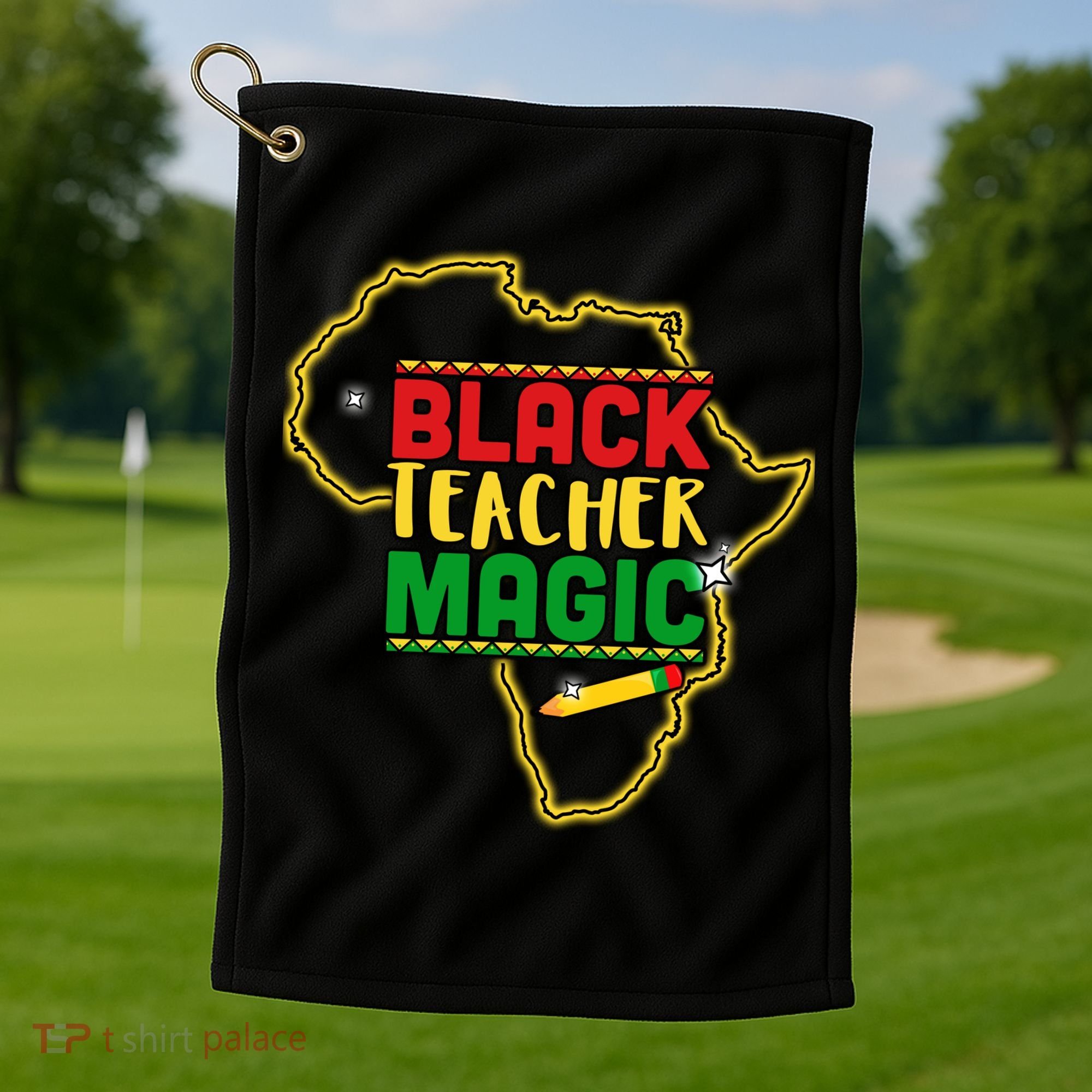 Black Teacher Magic African Pride Golf Towel