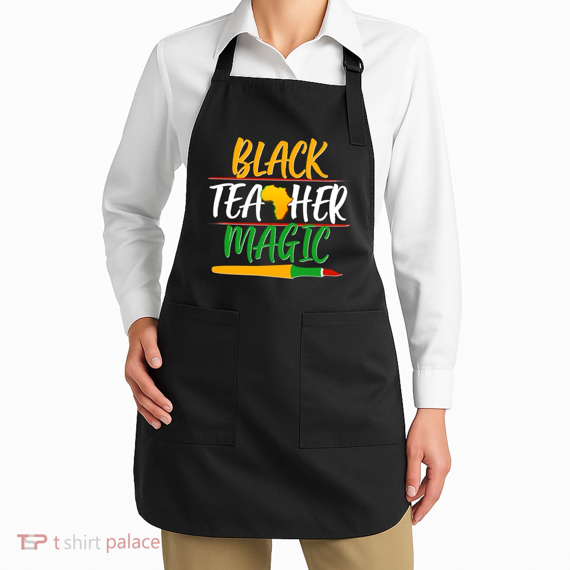 Black Teacher Magic Proud African American Apron