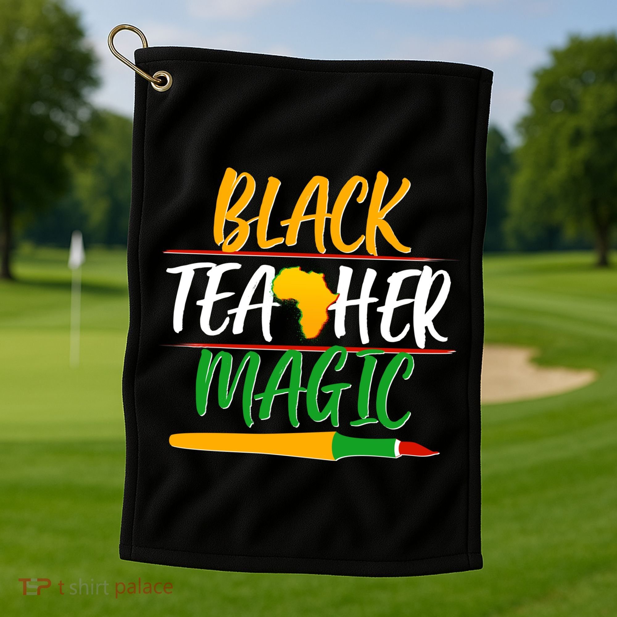 Black Teacher Magic Proud African American Golf Towel