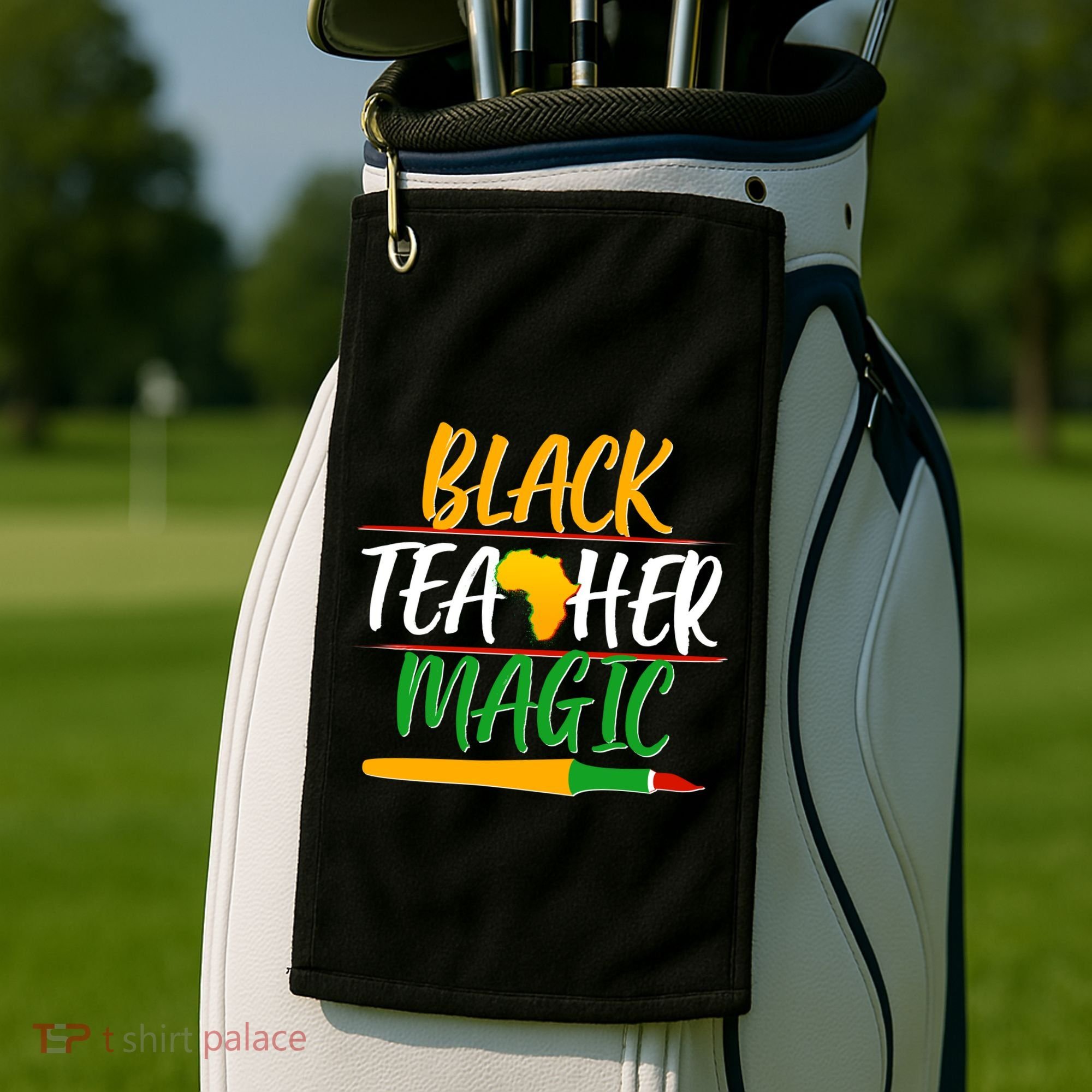 Black Teacher Magic Proud African American Golf Towel