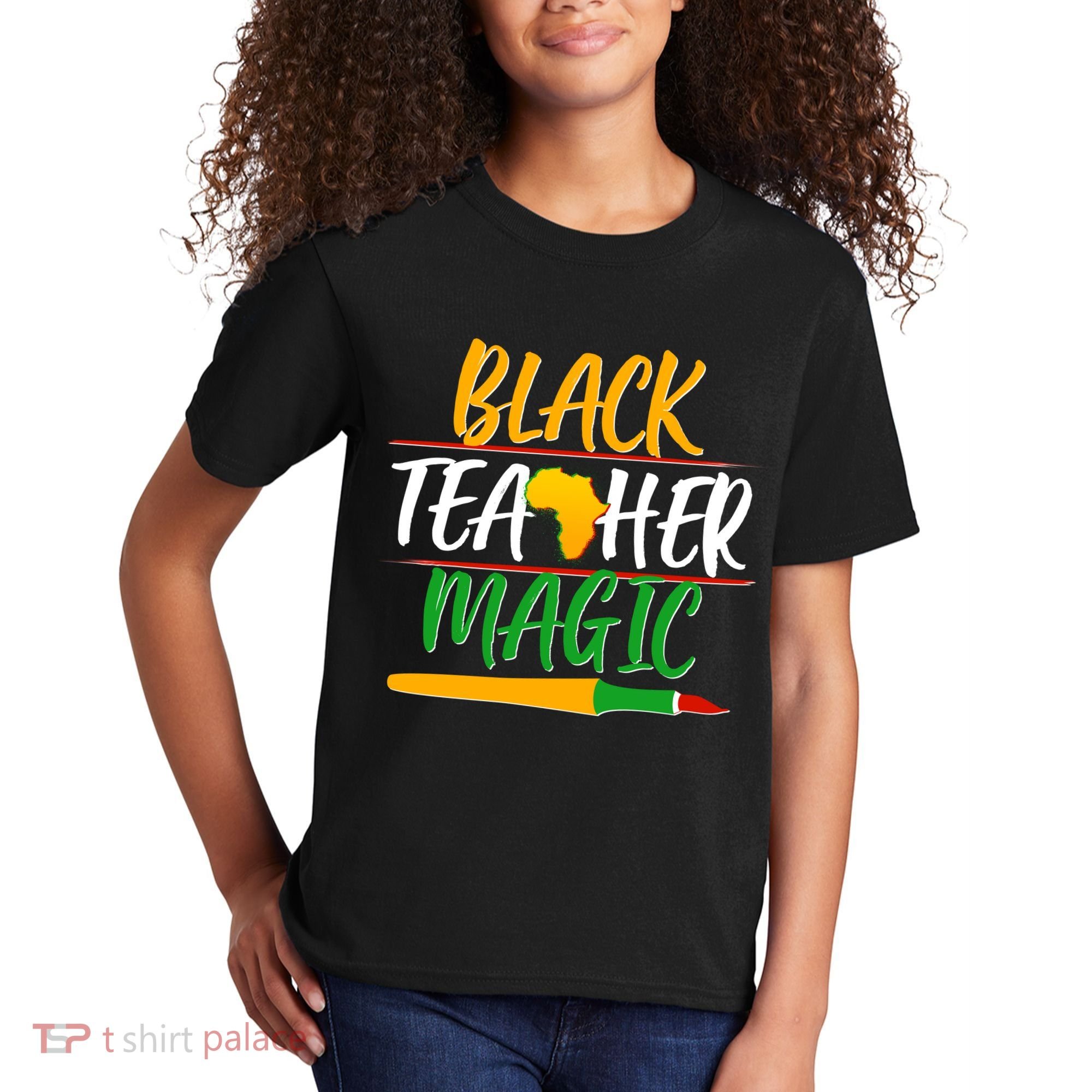 Black Teacher Magic Proud African American Kids T-Shirt