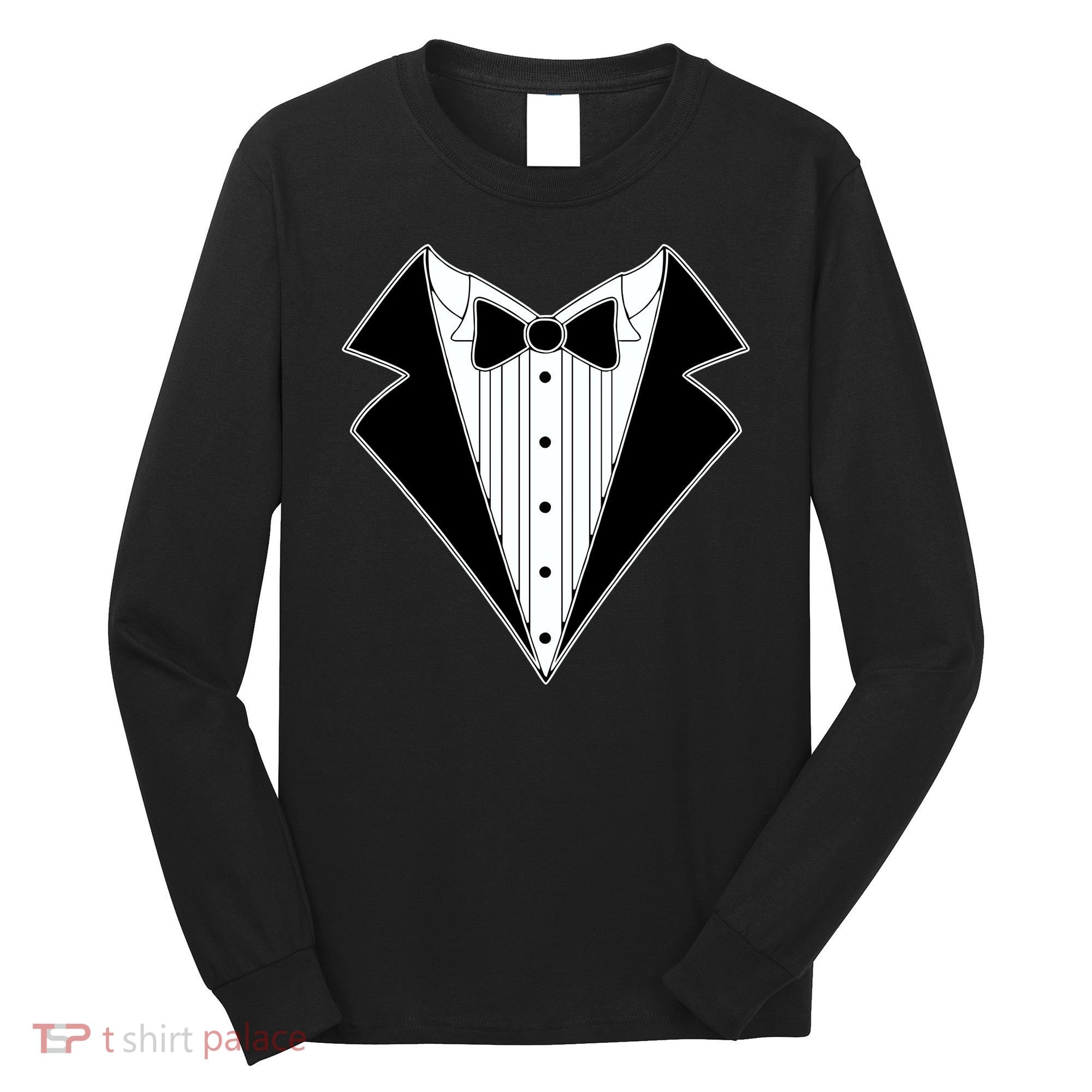 Black Tux Tuxedo Long Sleeve Shirt