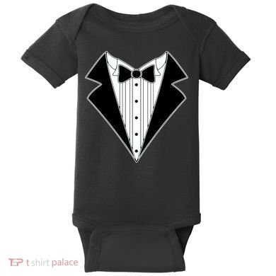 Black Tux Tuxedo Baby Bodysuit
