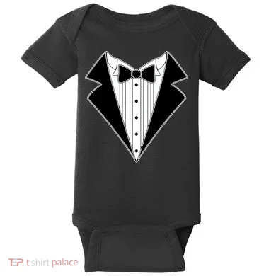 Black Tux Tuxedo Baby Bodysuit