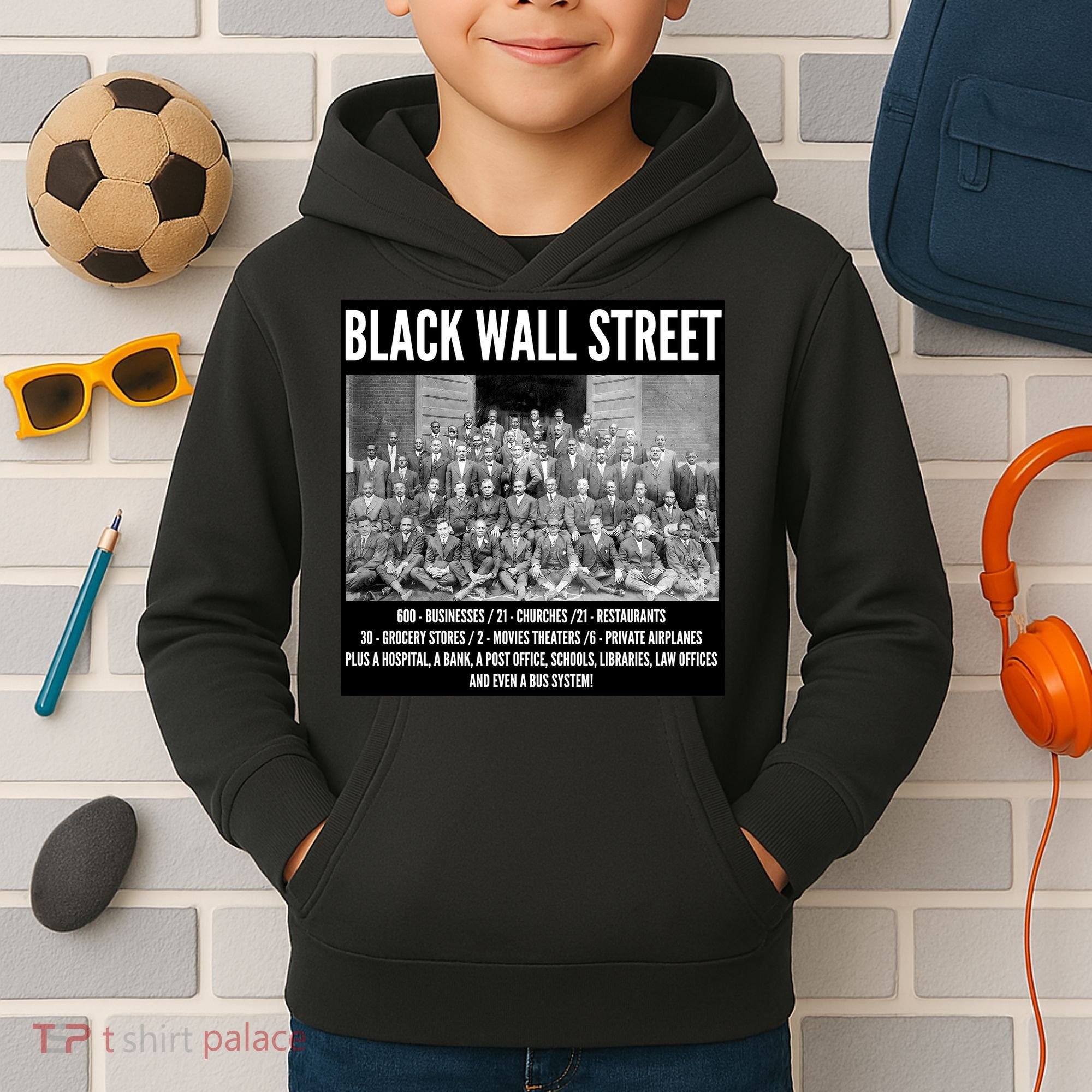 Black Wall Street Black History Kids Hoodie