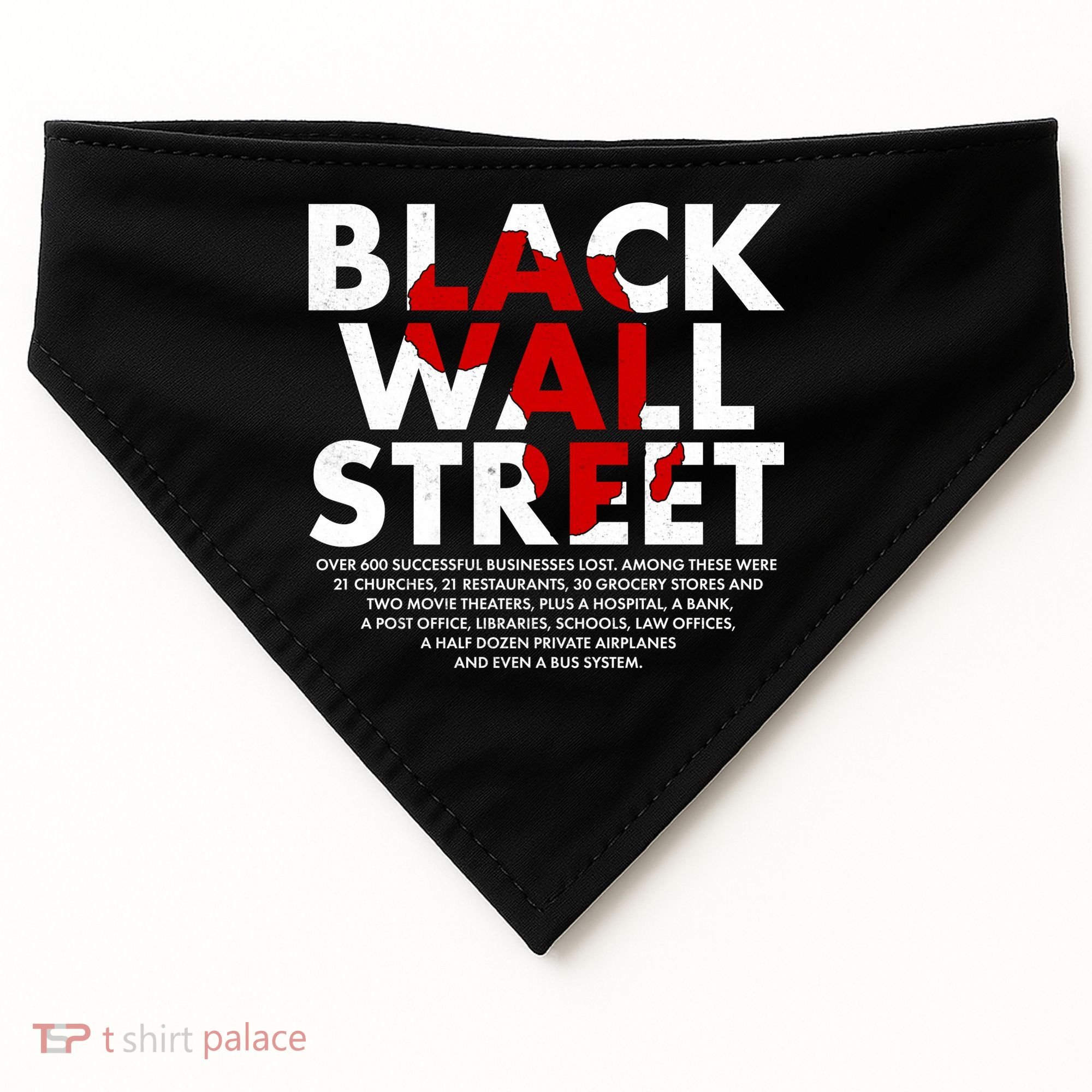 Black Wall Street Black History Month USA-Made Doggie Bandana