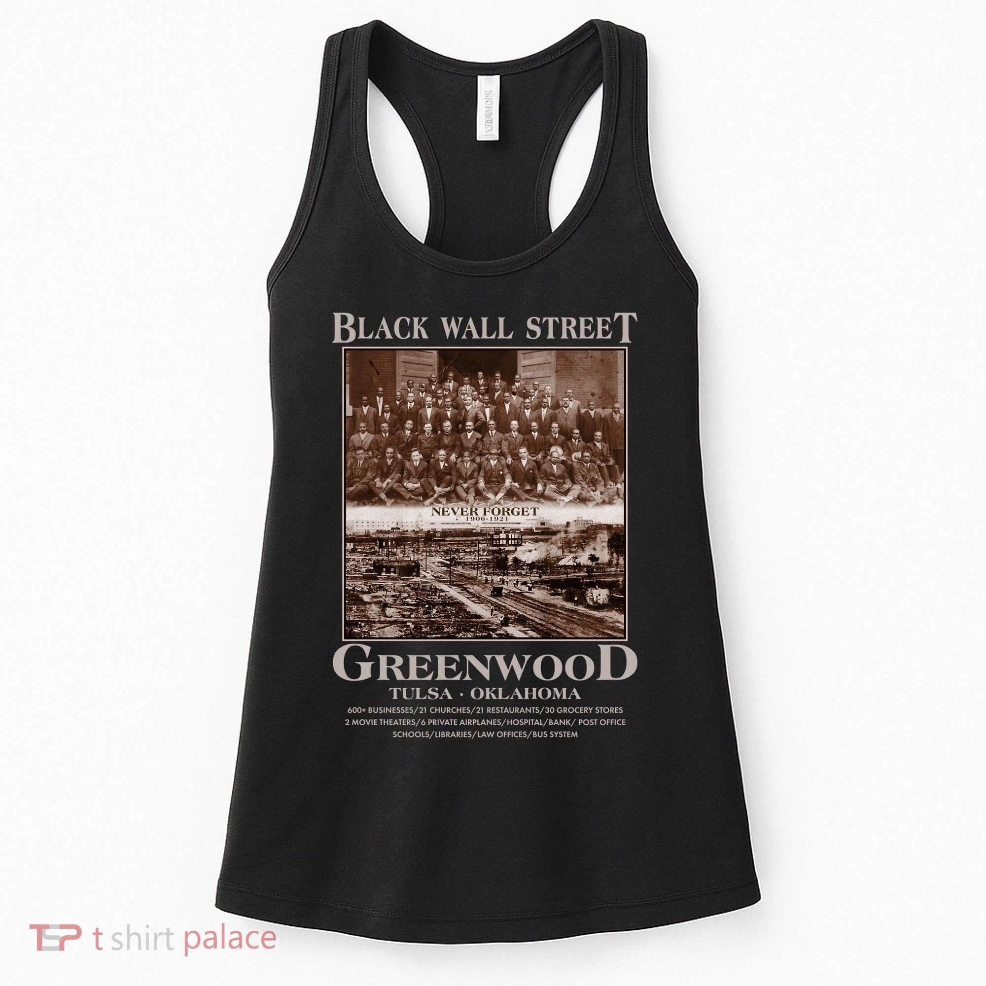 Black Wall Street Never Forget Greenwood Tulsa Oklahoma Women's Tank Top