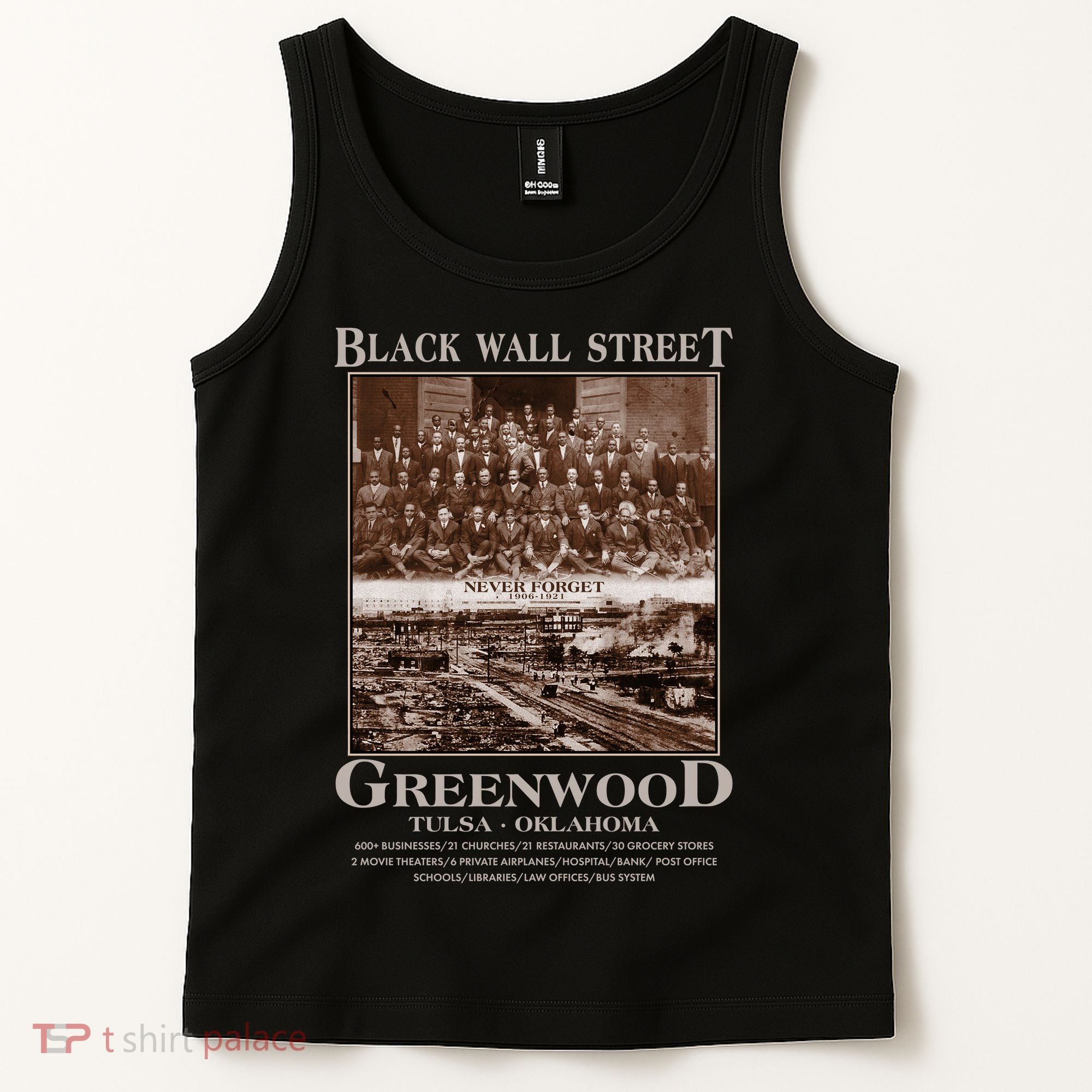 Black Wall Street Never Forget Greenwood Tulsa Oklahoma Tank Top