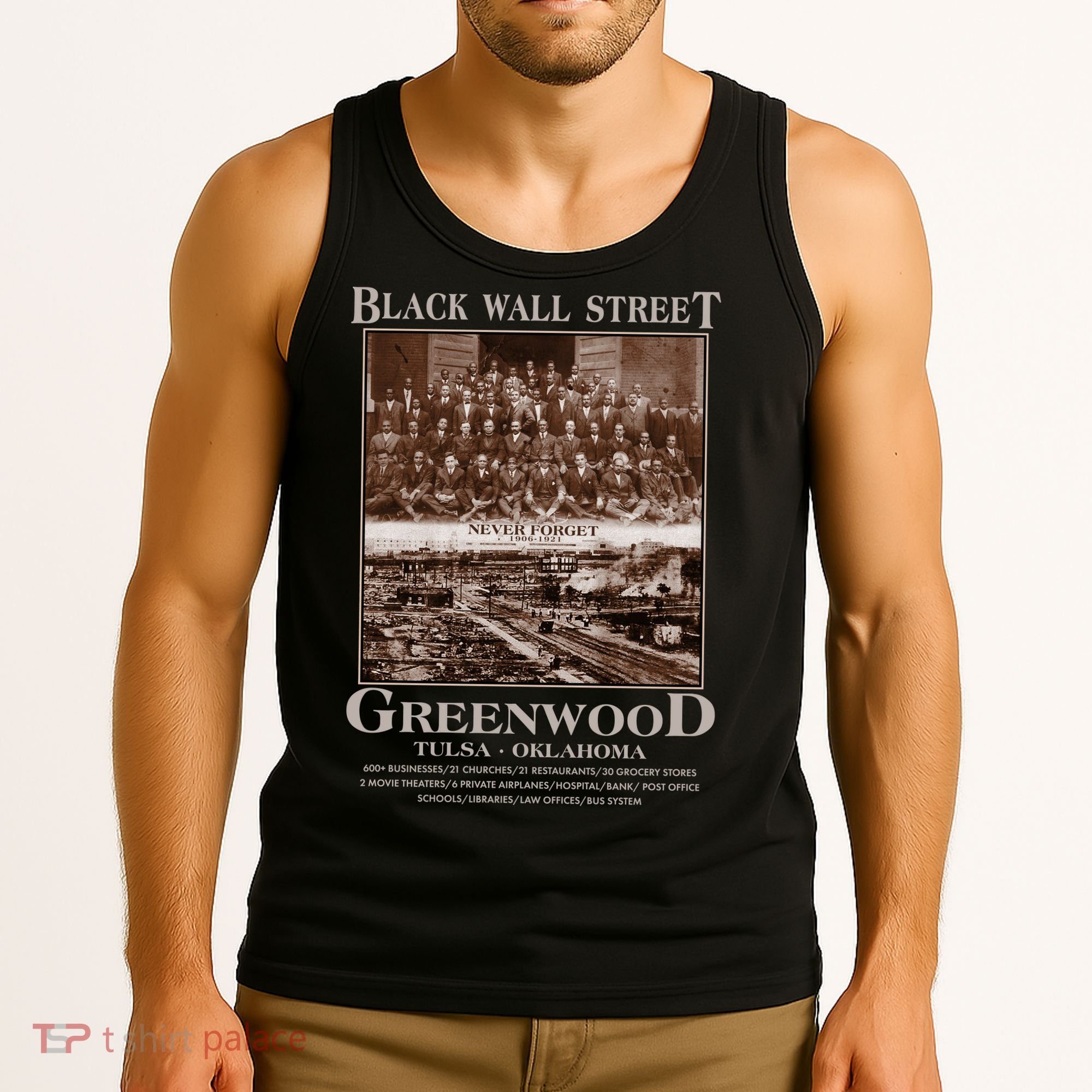 Black Wall Street Never Forget Greenwood Tulsa Oklahoma Tank Top