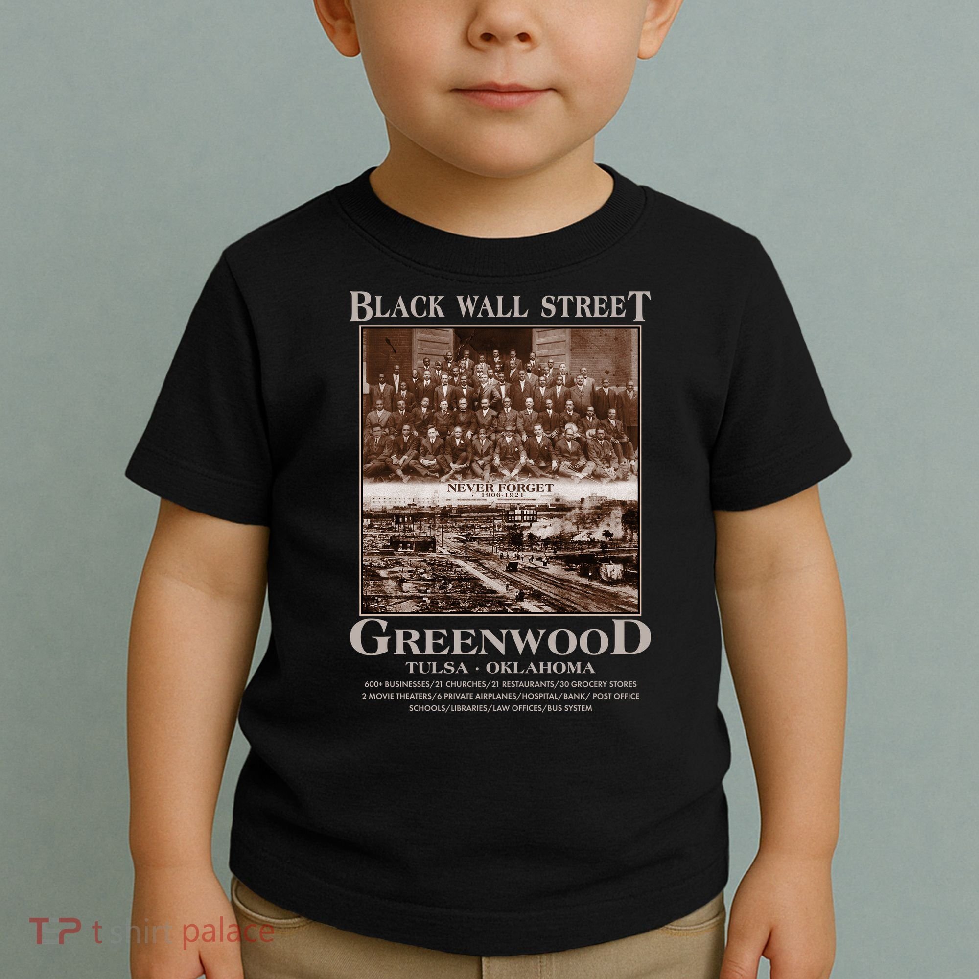 Black Wall Street Never Forget Greenwood Tulsa Oklahoma Toddler T-Shirt
