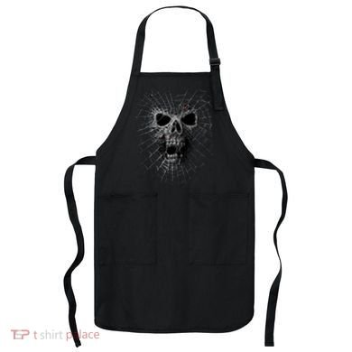 Black Widow Spider Web Skull Apron