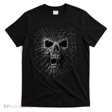 Black Widow Spider Web Skull T-Shirt