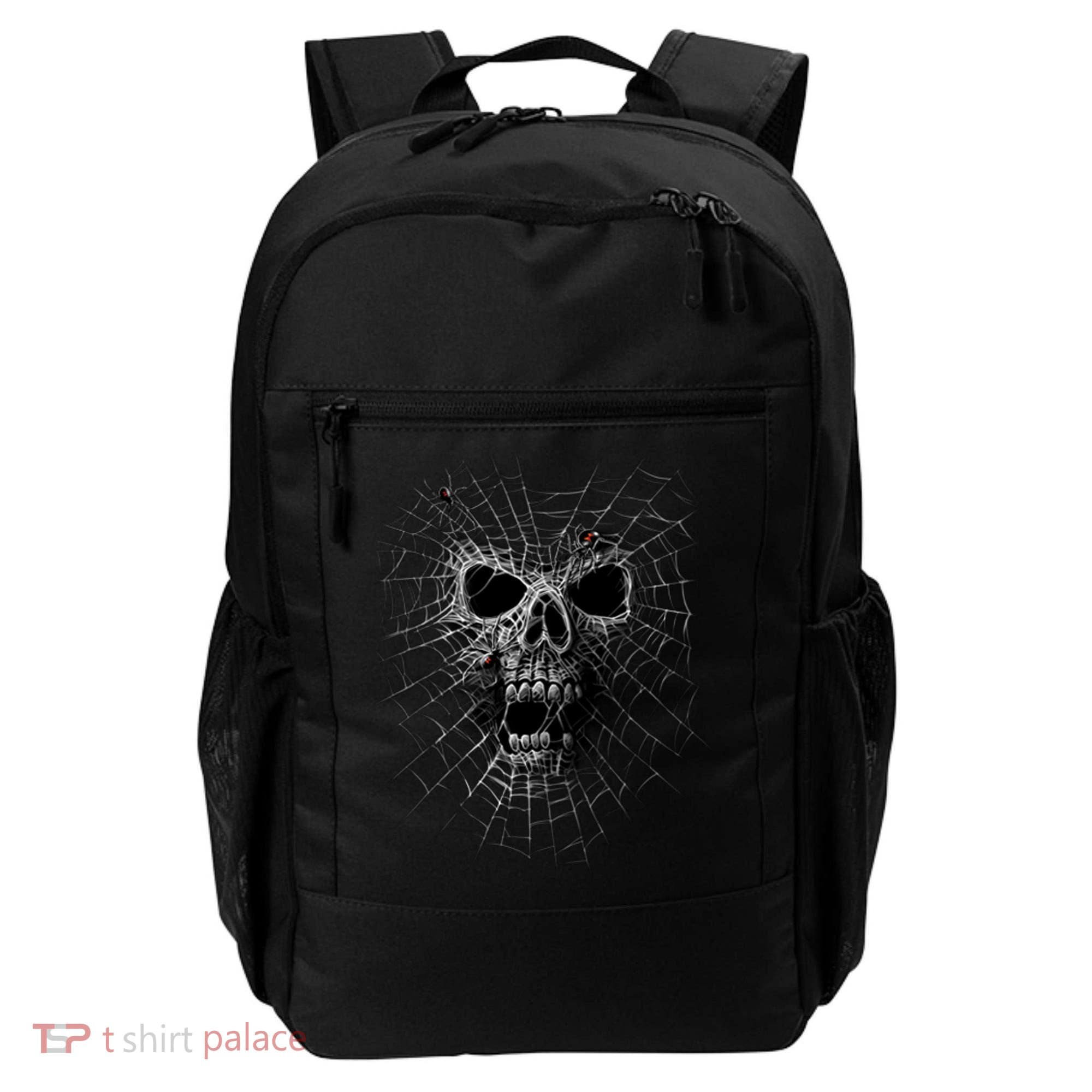 Black Widow Spider Web Skull Backpack