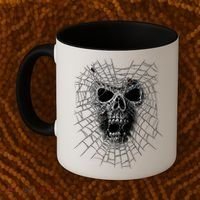Black Widow Spider Web Skull Coffee Mug thumb 2