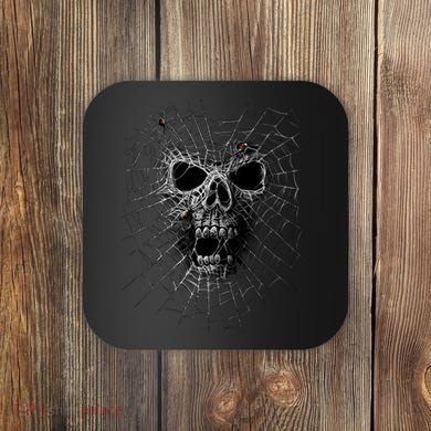 Black Widow Spider Web Skull Coaster